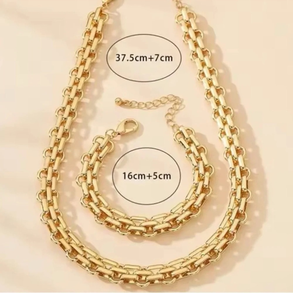 Graduated Link Necklace And Bracelet Set - Picture 3 of 10